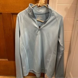 Eddie Bauer  Womens Medium Athletic Thermal Pullover 1/4 Zip Fleece Lined Blue